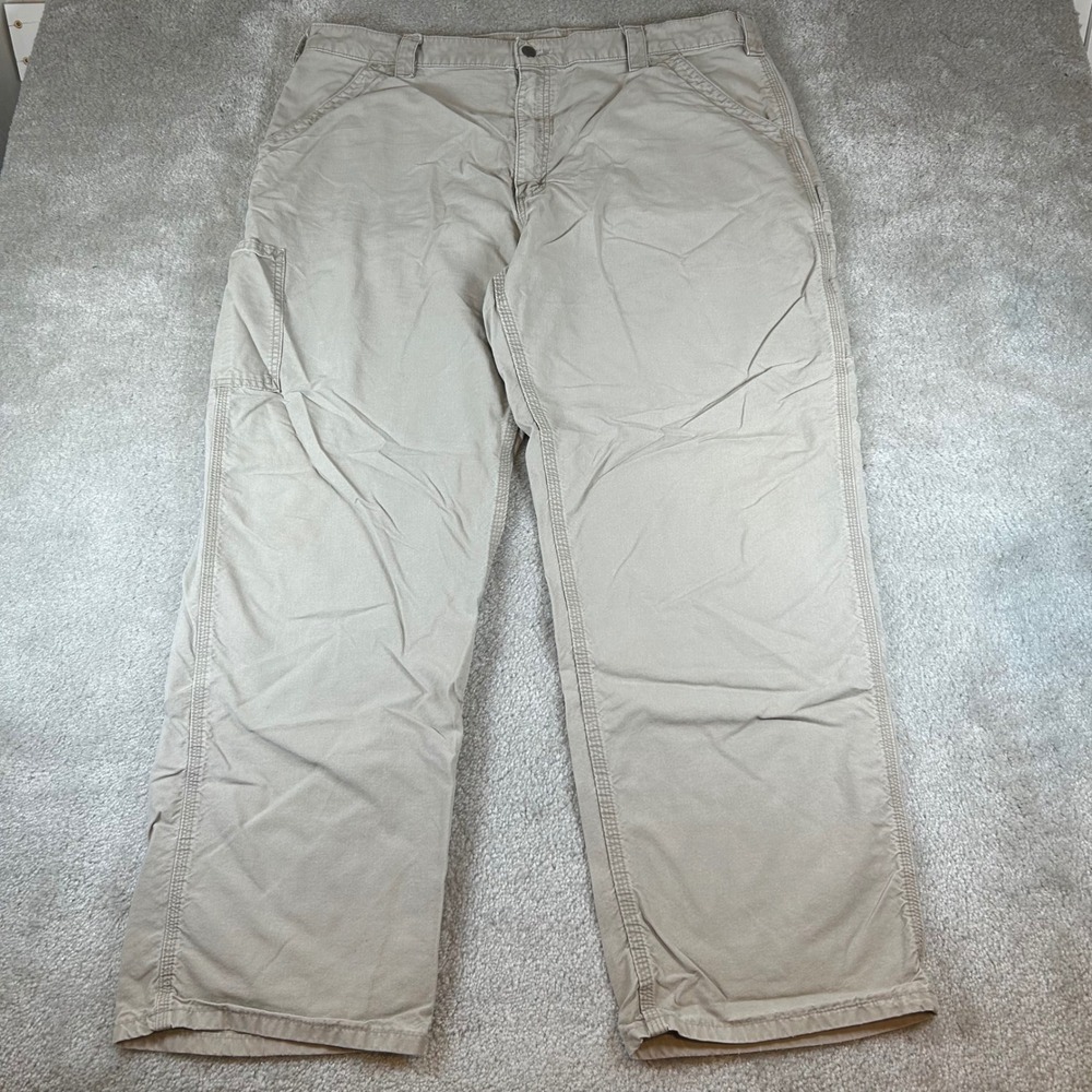 Carhartt B151 TAN Carpenter Pants Mens 42x32 Tan Cotton Canvas Workwear Utility
